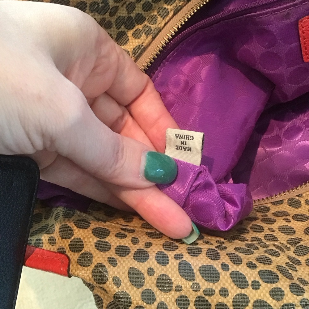 Kate Spade Stevie Leopard Print Red Leather Purse Tote Bag AS IS - Picture 9 of 10